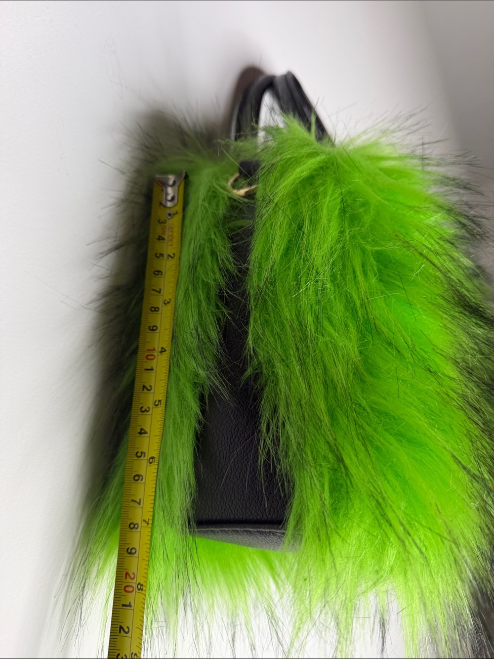 Grinch Style Christmas Green Black Faux Fur Bag Holiday Office Party Purse Bag - Picture 5 of 6